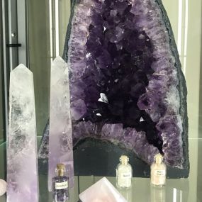 Amethyst Geode and other crystals used by Psychic Lisa.