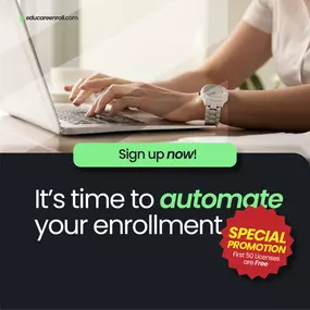 Are you tired of juggling endless paperwork and manual enrollment processes? With Educare Enroll, you can say goodbye to those headaches! Our comprehensive suite of features simplifies every aspect of the enrollment process, from seamless application submissions to automated lottery management.

We're offering the first 50 licenses of Educare Enroll for FREE, exclusively for charter schools like yours! Don't miss this opportunity to streamline your enrollment process and make your life easier. ?