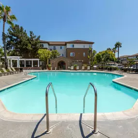 Swimming pool with seating areas