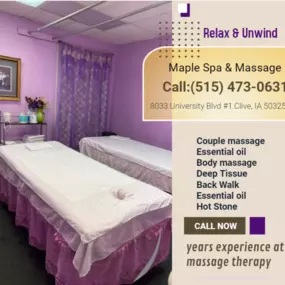 A couple's massage is just like any other massage service, 
but you and your partner receive the massage at the same time, 
on separate tables, and by two different massage therapists. 
The massage is generally offered in a private room on side-by-side massage tables.