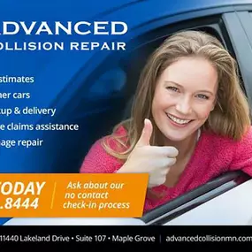 Advanced Collision Repair can assist you with online estimates, free loaner cars, free pickup and delivery, insurance claims assistance, and hail damage repair. Call in today at 763.425.8444!