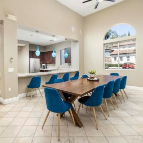 Camden Crown Valley Apartments Mission Viejo CA Clubhouse with Dining Table and Kitchen for Events
