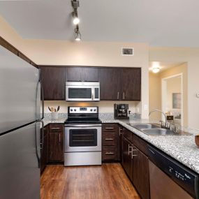 Kitchen with stainless steel appliances