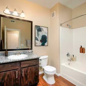 Luxury bathroom with granite countertops