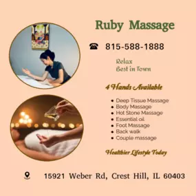 Massage techniques are commonly applied with hands, fingers, 
elbows, knees, forearms, feet, or a device. 
The purpose of massage is generally for the treatment of 
body stress or pain.