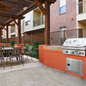 Barbeque grills and outdoor dining areas