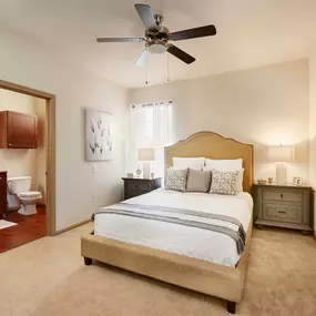 Neighborhood two bedroom with ensuite bath ceiling fan and carpet flooring