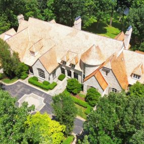 Shake Guys installed a new Cedar Shake Roofing System on this incredible Barrington home! It features Premium Heavy (3/4”) Handsplit Shakes and Custom Copper.