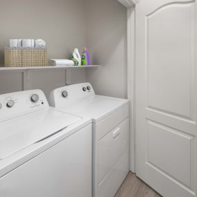 Laundry rooms offer additional shelf space for storage and organization.