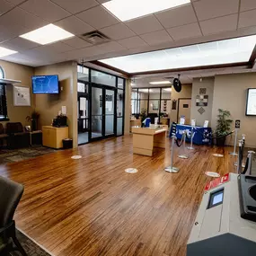 Interior of Wellby federal credit union with seating