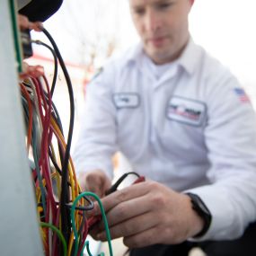 Air conditioner installation in progress in the Irving, TX area.