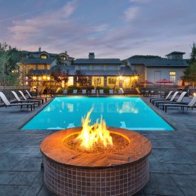Fireside lounge with wifi  at Camden Denver West Apartments in Golden, CO