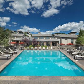 Resort style swimming pool  at Camden Denver West Apartments in Golden, CO
