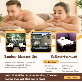 A couple's massage is just like any other massage service, 
but you and your partner receive the massage at the same time, 
on separate tables, and by two different massage therapists. 
The massage is generally offered in a private room on side-by-side massage tables.