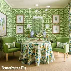 Decorative fabrics, wallcoverings, furniture and carpet collections.