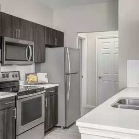 Kitchen with stainless steel appliances