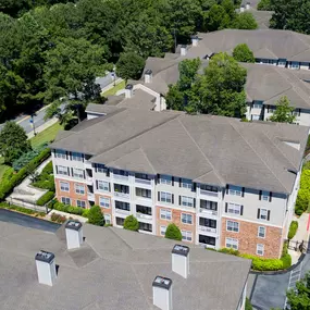 Community aerial view with parking deck