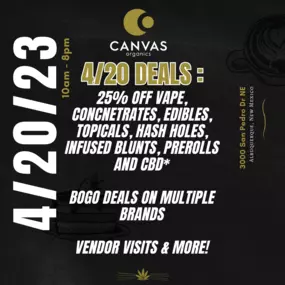 Canvas Organics-Cannabis-Marijuana-albuquerque-420-Event-Sale-04-20-2023