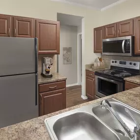 Kitchen with stainless steel appliances