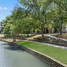 Valley Ranch canal bordering Camden Cimarron apartments in Irving, TX