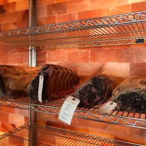 a prominent meat dry-aging room