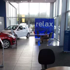 Inside the Ford Blackburn dealership showroom