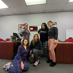 Enjoying our PJ's day at the office!