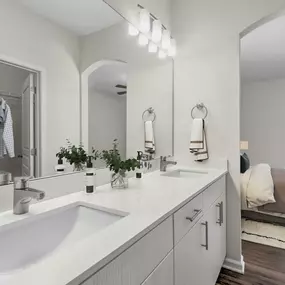 En suite bathroom with double sink