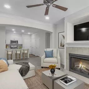 Living room with fireplace