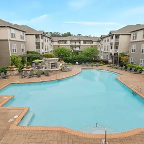 Aerial view of outdoor pool