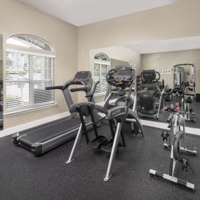 Fully-equipped fitness center with cardio and strength training equipment