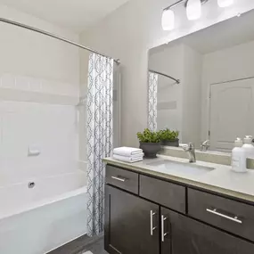 Bathroom with Undermount Sink and Garden Tub at Camden Ashburn Farm in Ashburn, Virginia.