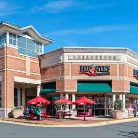 Shopping center with ice cream shop near community