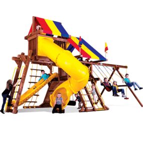 Sunshine Castle Pkg V with 270º Spiral Slide - Rainbow Play System at Kids Gotta Play