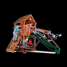Circus Clubhouse Pkg II Loaded with Wood Roof - Rainbow Play System at Kids Gotta Play