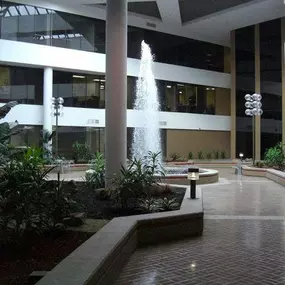 Fountain in courtyard of building housing Dr. jack Bodie, DDS