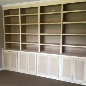 Cabinet case sets are a great use for holding books and plants. They are also a great space for an office! Contact us at Cabco Cabinetry to get yours installed today.