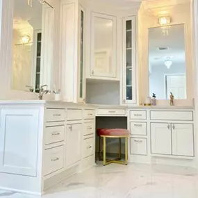 At Cabco Cabinetry, we custom-design bathroom countertops, cabinets, shelving, and wainscoting so you can create a space unique to your habits and style. Request a free quote from us today!