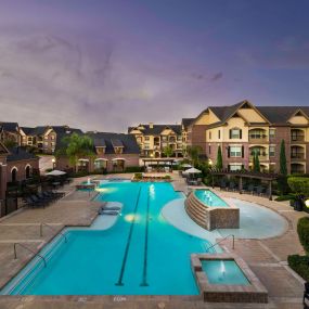 Resort- Style Pool at Dusk