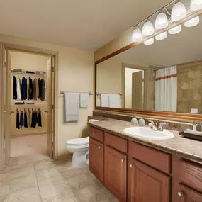 Traditional Style bathroom with ample counter space and walk-in closet