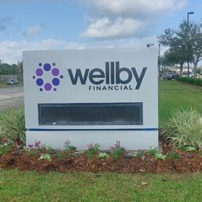 Exterior signage of Wellby Financial in Dickinson