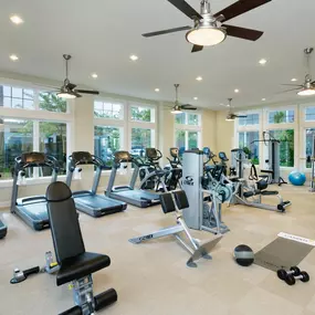 Fitness center with cardio and strength training equipment