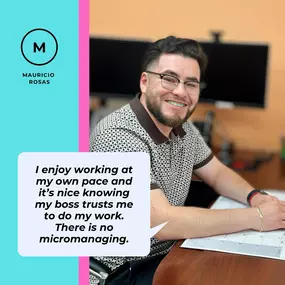 Meet Mauricio! He is one of our dynamic sales team members! Fluent in Spanish, he adds a special touch to our customer interactions. His favorite aspect of working here? The freedom to thrive in our supportive environment without micromanagement. Fun fact: he’s a proud lefty! Need a productivity hack? Mauricio’s secret weapon is switching up the office playlist to reignite focus and motivation. If he could have any superpower, it would be mind-reading to anticipate our customers’ needs effortles