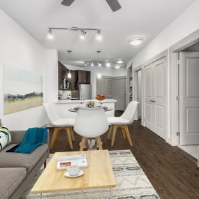 Open-concept living and dining area at Camden Southline Apartments