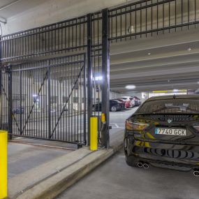 Gated resident parking garage at Camden Southline