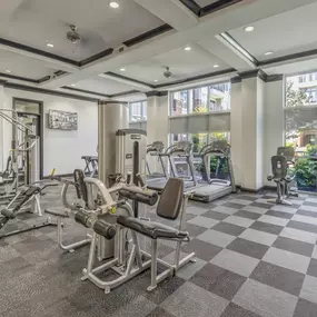 Fitness center with weight training equipment