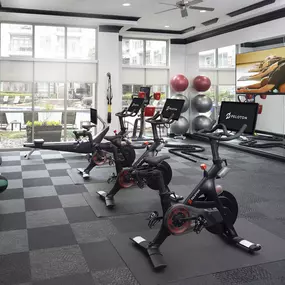 24 hour fitness center with yoga and peloton bikes