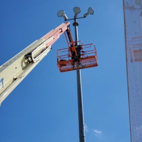 Telephone Pole light installation for a business