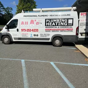 All A's Plumbing and Heating in front of a salon to set up wash sinks, bathrooms, install pedicure chairs
