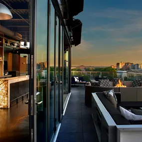 Assembly features all-weather and open-air lounge areas atop The Logan, Philadelphia’s Hotel, overlooking the Benjamin Franklin Parkway.